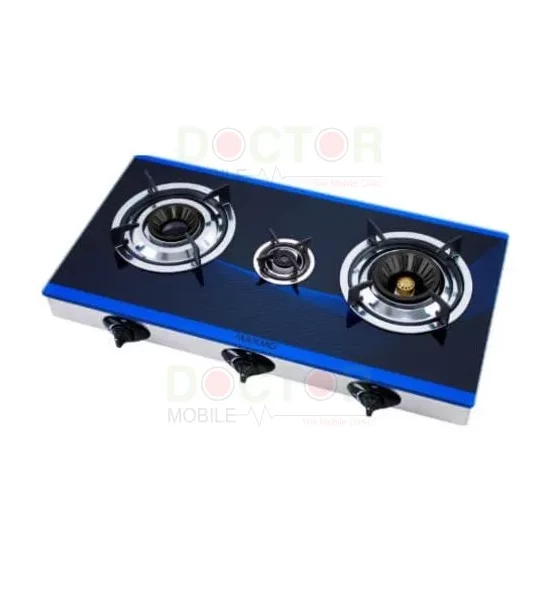 Maxmo 3 Burner Gas Cooker Glass Top (Blue - GC09177 3)